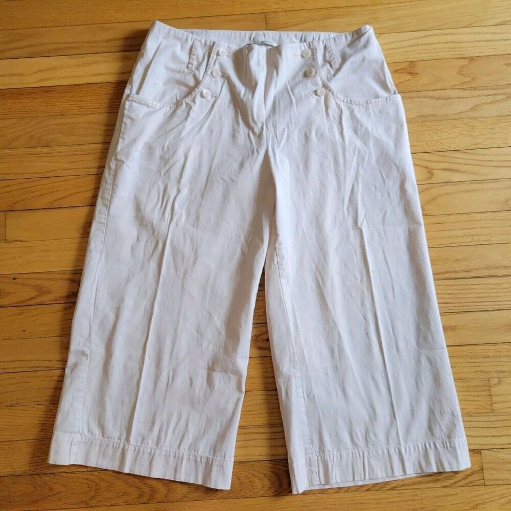 For the Republic Womens High-Rise Wide-Leg Crop Capri Jeans White Size 10